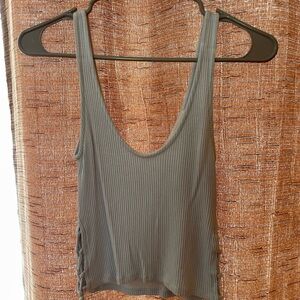 Urban Outfitters Light Blue Ribbed Tank with Lace-Up Sides